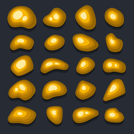 Gold Glitter Pieces Set on Black Background. illustrationのイラスト素材