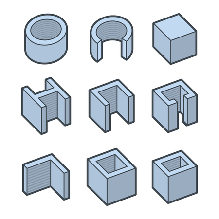 Metal Profiles  Icons Set. Steel Products. Vector illustrationのイラスト素材