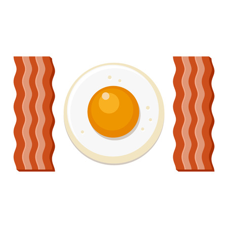 Fried Egg and Slices of Bacon. Vector illustrationのイラスト素材
