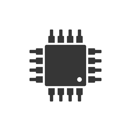Chip CPU Microprocessor Icon on White Background. Vector illustrationのイラスト素材