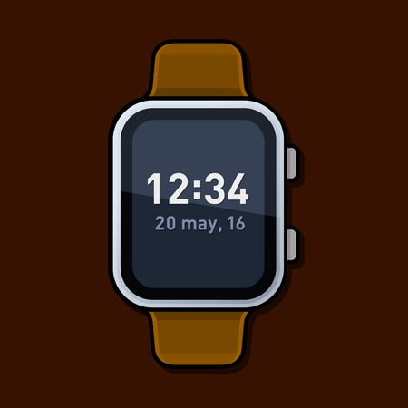 Smart Watch with Digital Time on Screen. Vector illustrationのイラスト素材
