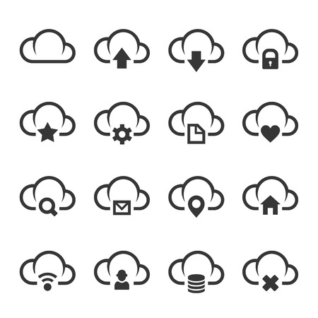Data Cloud with Different Signs Icon Set. Vector illustrationのイラスト素材