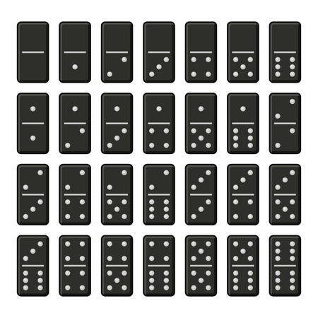 Black Domino Bones Complete Set on White Background. Vector illustrationのイラスト素材