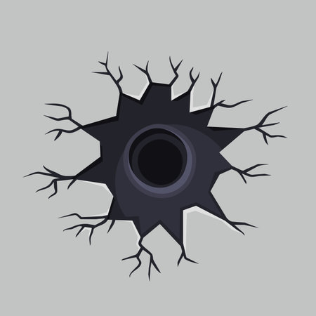 Bullet Hole in Dark Metal. Vector illustrationのイラスト素材