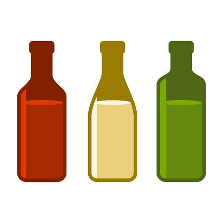 Colors Wine Bottles Set on White Background.のイラスト素材