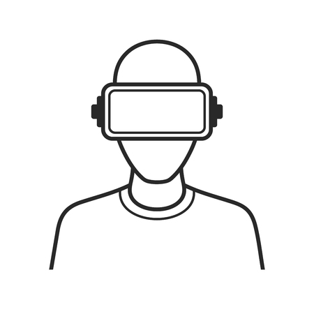 Man with Virtual Reality Headset Icon. Vector Illustrationのイラスト素材