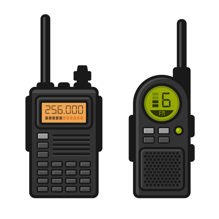 Radio Set Transceiver with Antenna Receiver. Vector illustrationのイラスト素材