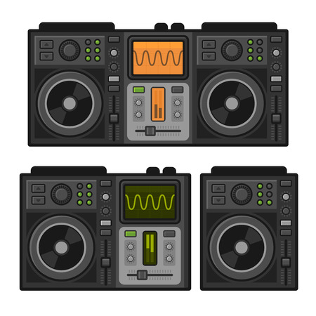 Dj Sound Mixer Set. Flat Design Style. Vector illustrationのイラスト素材