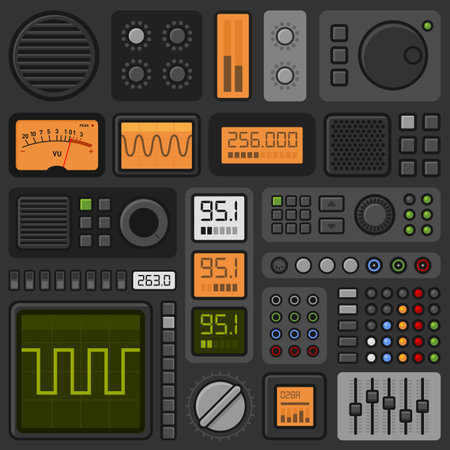 Control Panel UI User Interface HUD Set. Vector illustrationのイラスト素材