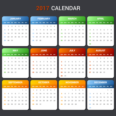 Calendar Template for 2017 year. Vector illustrationのイラスト素材