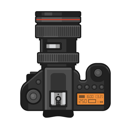 Retro Photo Camera Icon on White Background. Vector illustrationのイラスト素材
