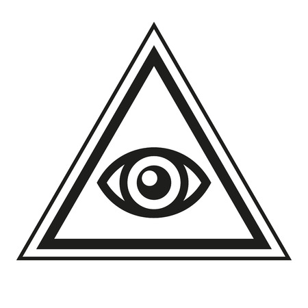 Masonic Symbol. All Seeing Eye Inside Pyramid Triangle Icon. Vector illustrationのイラスト素材