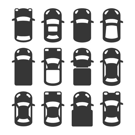 Car Top View Icons Set. Vector illustrationのイラスト素材