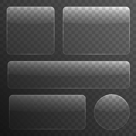 Glass Plates Set on Transparent Background. Vector illustrationのイラスト素材