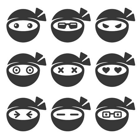 Ninja Face Icons Setのイラスト素材