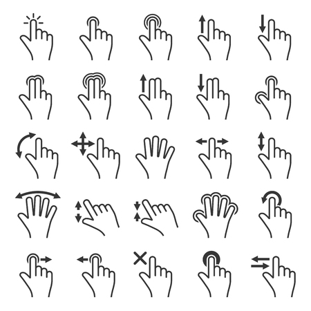 Gesture Icons Set for Mobile Touch Devices. Vectorのイラスト素材