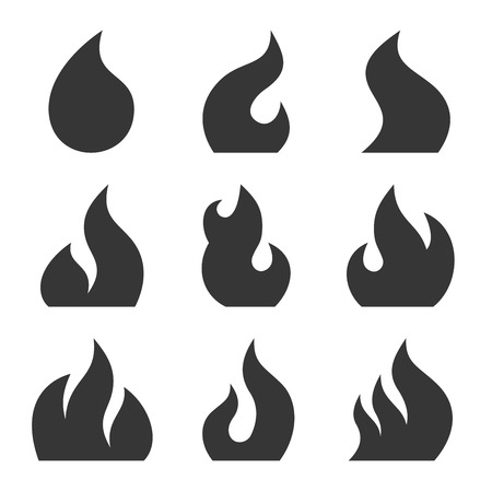 Fire Icon Set on White Background. Vector illustrationのイラスト素材