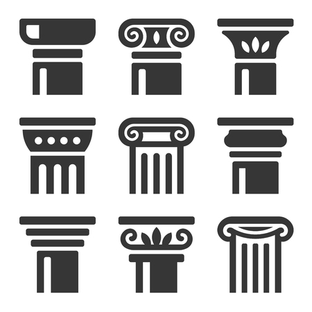 Ancient Columns Icon Set. Vectorのイラスト素材