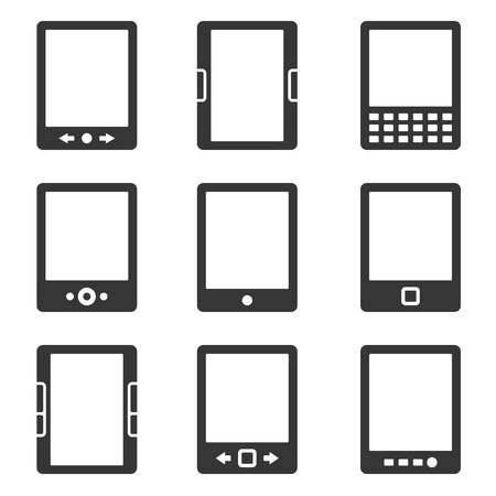 Electronic Book Reader Icons Set. Vector illustrationのイラスト素材