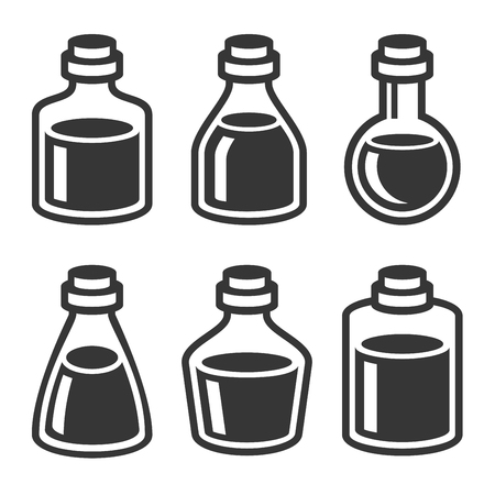 Small Medical or Parfume Jar and Bottles Icons Set. Vectorのイラスト素材