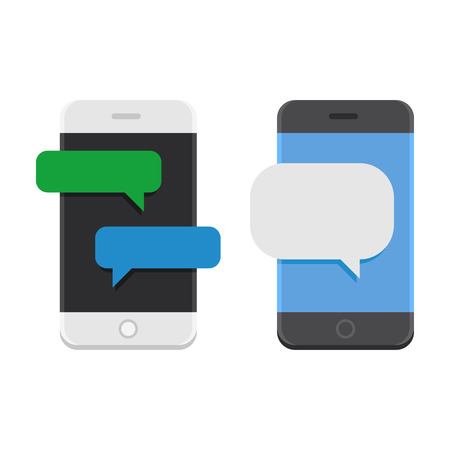 Mobile Phone with Chat Message Bubbles. Vector illustrationのイラスト素材