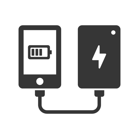Phone with Power Bank Battery Icon. Vectorのイラスト素材