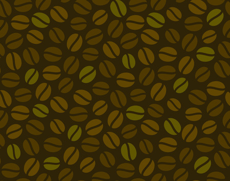 Coffee Beans Seamless Pattern. Vector Dark Backgroundのイラスト素材