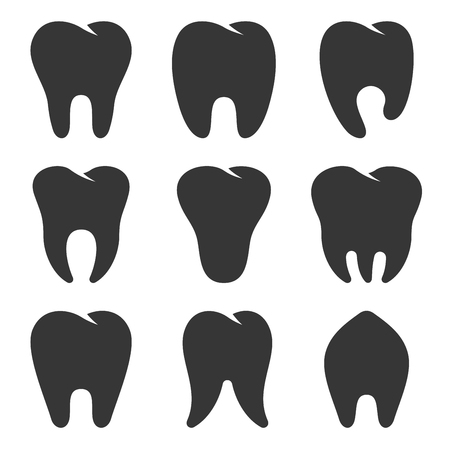 Tooth Type Icons Set on White Background. Vectorのイラスト素材