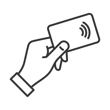 Hand with NFC Payment Credit Card Icon. Vector illustrationのイラスト素材