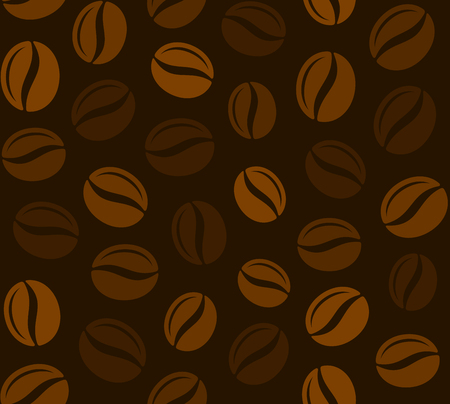 Coffee Grains Seamless Pattern on Dark Background. Vector illustrationのイラスト素材