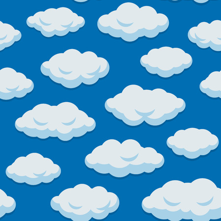 Seamless Cloud Pattern With Blue Sky Background. Vector illustrationのイラスト素材