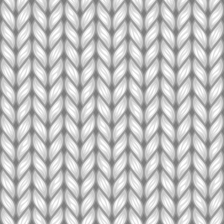 Gray Knit Texture Seamless Pattern. Vector Light Backgroundのイラスト素材