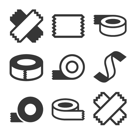 Tape Icons Set on White Background. Vectorのイラスト素材