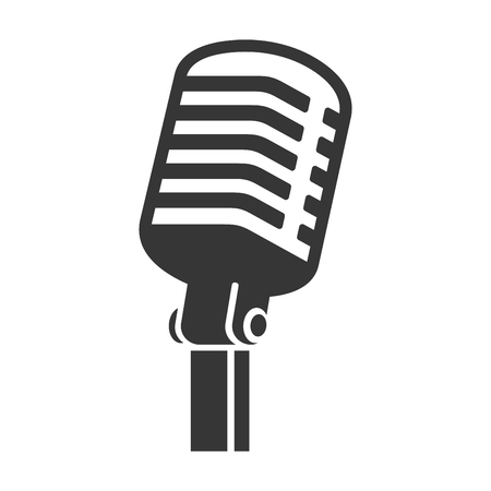 Old Style Vintage Microphone Icon on White Background. Vector illustrationのイラスト素材