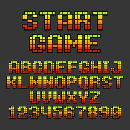 Pixel Retro Style Video Game Font. Vectorのイラスト素材