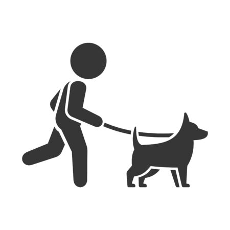 Man Walking Dog Icon on White Background. Vectorのイラスト素材