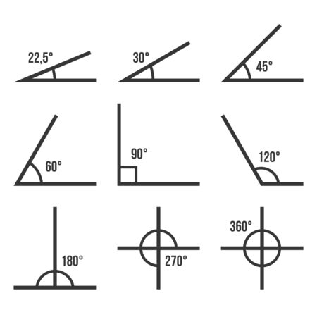 Angles Icons Set on White Background. Vectorのイラスト素材