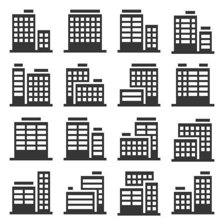 Office Building Icons Set on White Background. Vectorのイラスト素材