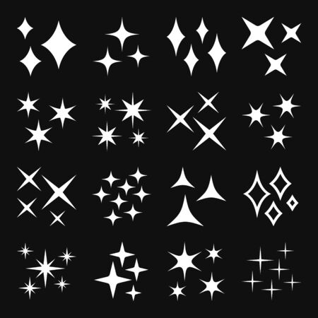 Sparkles Black Template Icons on Dark Background. Vector illustrationのイラスト素材