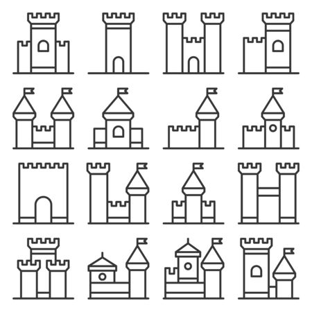 Castle Icon Line Style Set on White Background. Vectorのイラスト素材