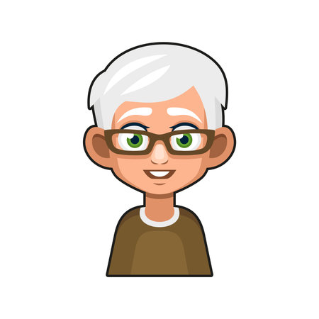 Old Man Cartoon Icon. Cute Avatar. Vectorのイラスト素材
