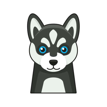 Cute Dog Face Icon. Cartoon Style on White Background Vectorのイラスト素材
