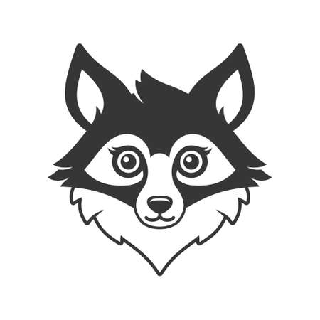 Cute Fox Face Cartoon Style Logo on White Background. Vectorのイラスト素材