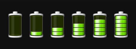 Battery Charge Level Icons Set Accumulator Indicator Design. Vectorのイラスト素材