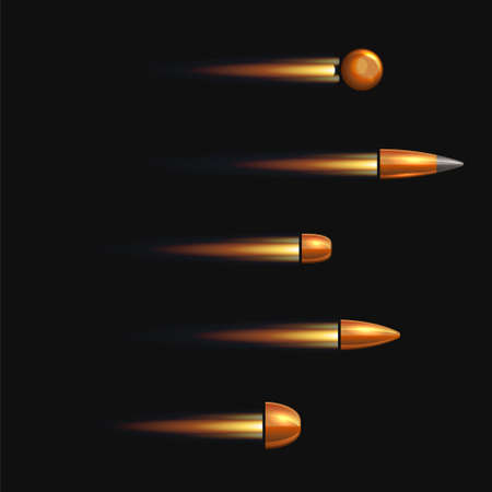 Weapon Bullets Set on Black Background. Vectorのイラスト素材