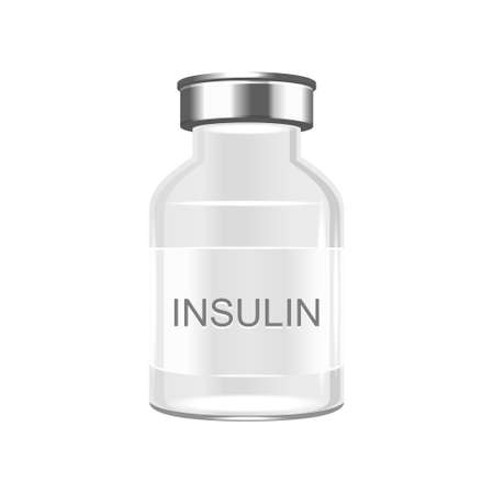 Glass Insulin Bottle on White Background. Vectorのイラスト素材