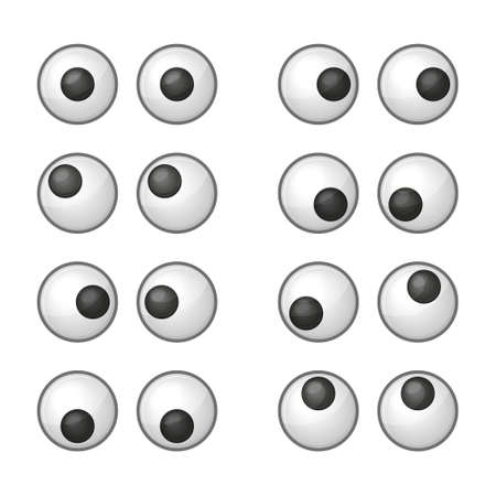 Cute Toy Eyes Set on White Background. Vectorのイラスト素材