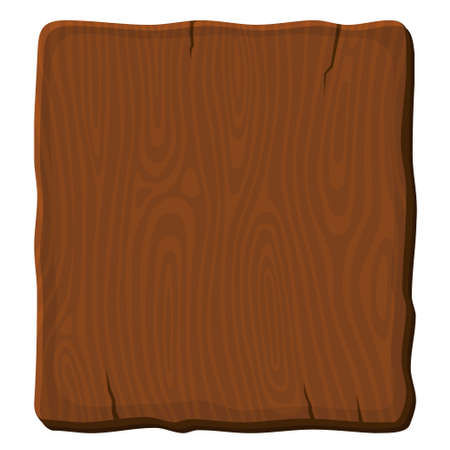 Old Brown Wooden Board on White Background. Vector illustrationのイラスト素材