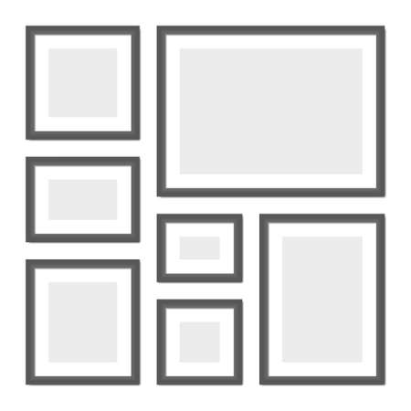 Empty Picture Frames Set on White Background. Vectorのイラスト素材