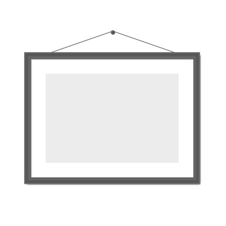 Black Blank Frame on White Background Wall. Vectorのイラスト素材